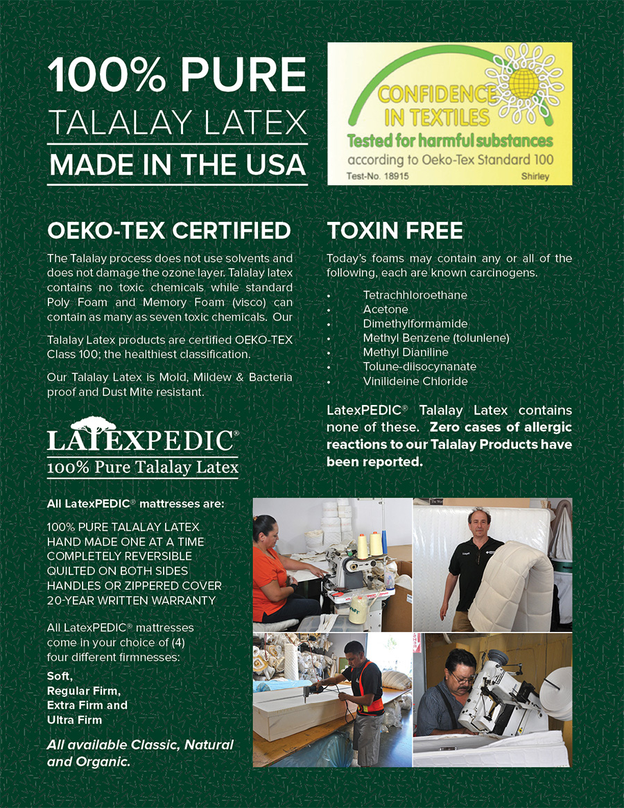 Los Angeles Talalay GOLS Certified Organic GOTS Latex Mattress with